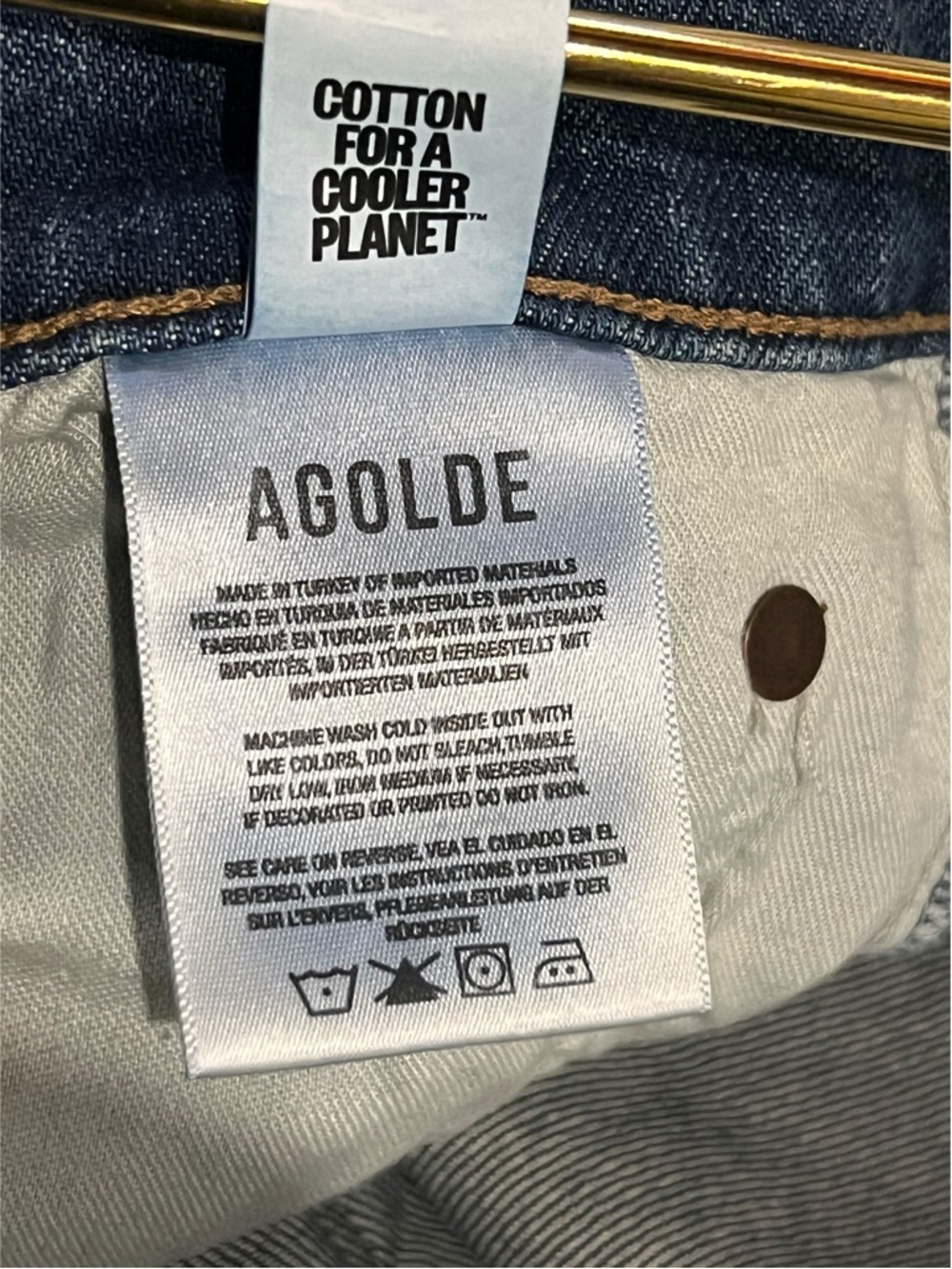 Agolde Riley Crop Jeans Women’s 33 Blue High Rise Straight Leg A056-1858 - Picture 12 of 13